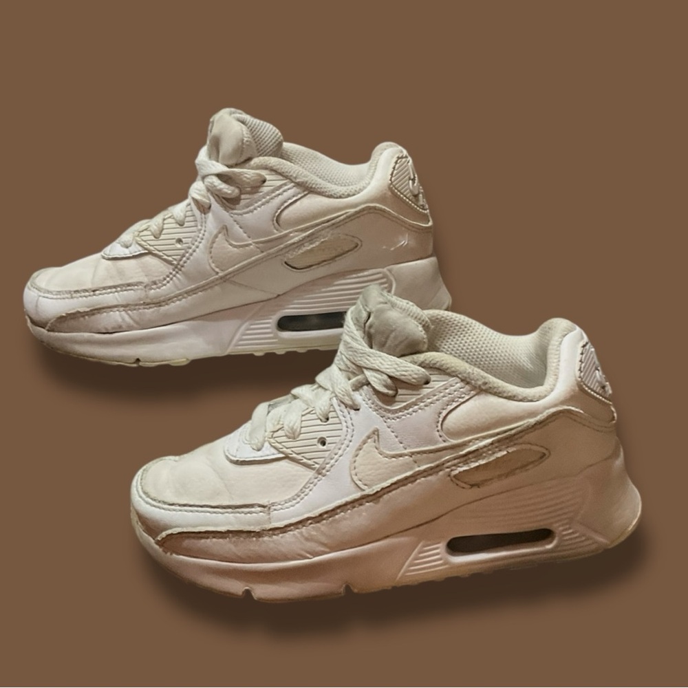 👟 Nike Air Max 90 LTR GS Youth 1Y | Triple White Kids Sneakers